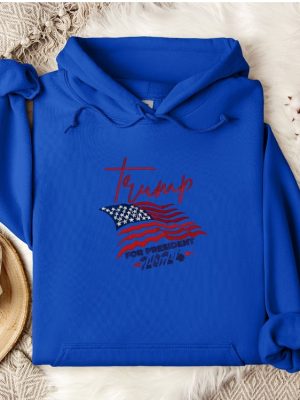 Embroidered Trump 2024 Sweatshirt Shirt Hoodie Embroidered Trump America Flag Hoodie Trump For President 2024 Embroidered Tee Shirts riracha 2