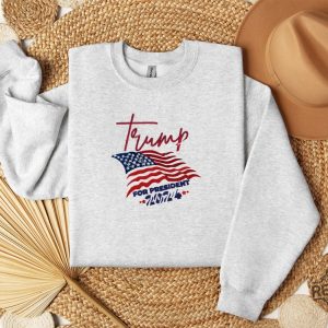 Embroidered Trump 2024 Sweatshirt Shirt Hoodie Embroidered Trump America Flag Hoodie Trump For President 2024 Embroidered Tee Shirts riracha 3