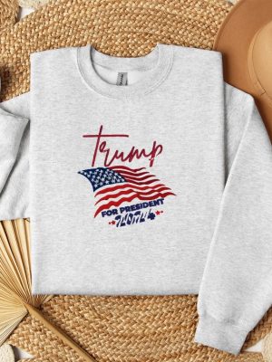 Embroidered Trump 2024 Sweatshirt Shirt Hoodie Embroidered Trump America Flag Hoodie Trump For President 2024 Embroidered Tee Shirts riracha 3