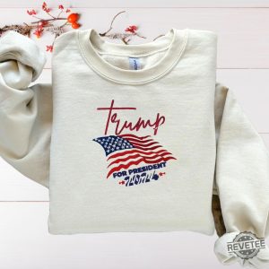 Embroidered Trump 2024 Sweatshirt Shirt Hoodie Embroidered Trump America Flag Hoodie Trump For President 2024 Embroidered Tee Shirts riracha 4