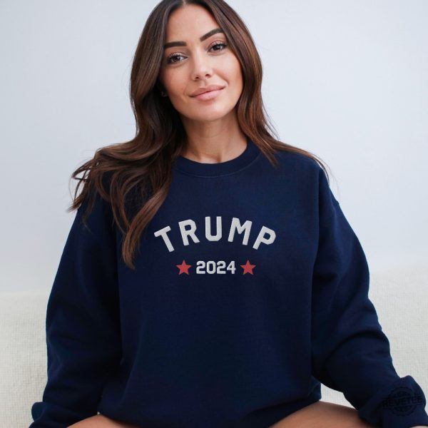 Embroidered Trump 2024 Sweatshirt Shirt Hoodie Pro Trump Embroidered Crewneck Right Wing Shirt Unique riracha 2