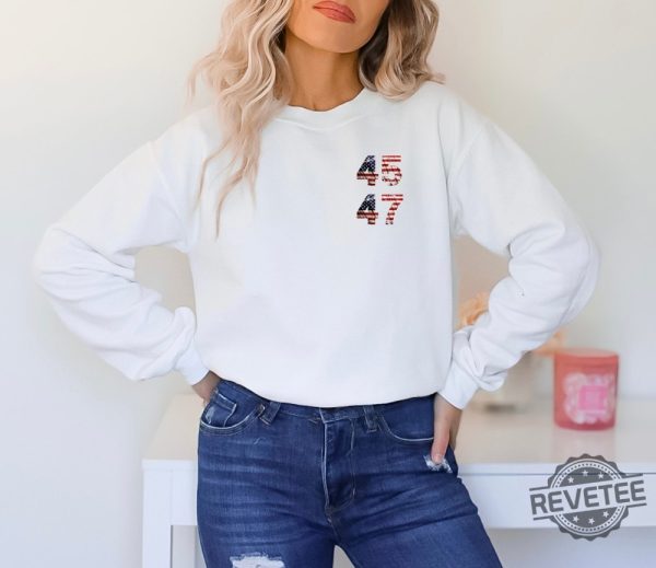 Pocket Vintage America Flag Sweatshirt Minimalist 45 47 Election Sweatshirt 45 47 America Flag Shirts Sweatshirt Hoodie Unique riracha 1