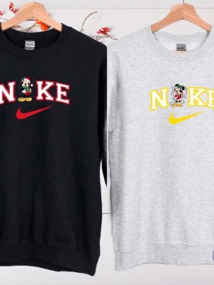 Mickey Mouse Minnie Mouse Nike Christmas Embroidered Sweatshirt T Shirt Hoodie Unique riracha 2