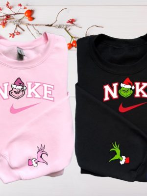 Mrs And Mr Grinch Christmas Nike Embroidered Sweatshirt T Shirt Hoodie Christmas Gift For Couple riracha 2