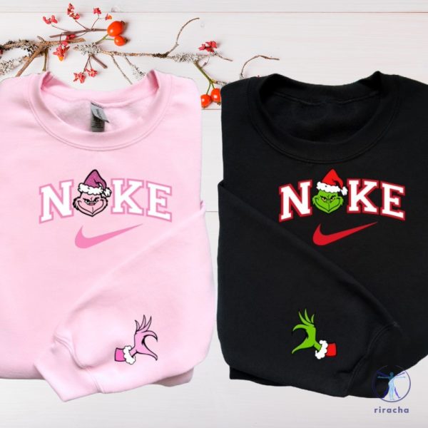 Mrs And Mr Grinch Christmas Nike Embroidered Sweatshirt T Shirt Hoodie Christmas Gift For Couple riracha 2