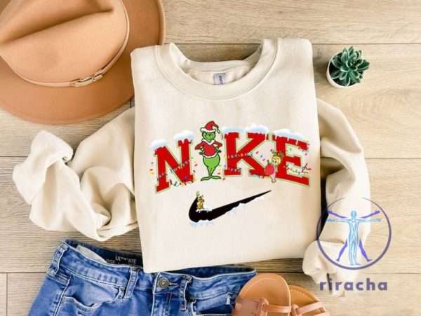 Nike Grinch Snowman Christmas Embroidered Sweatshirt T Shirt Hoodie Xmas Grinchmas Sweatshirt Unique riracha 2