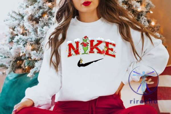 Nike Grinch Snowman Christmas Embroidered Sweatshirt T Shirt Hoodie Xmas Grinchmas Sweatshirt Unique riracha 3