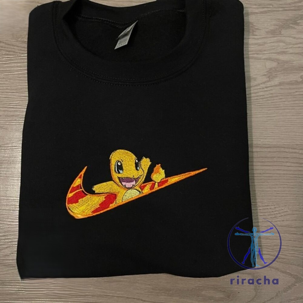 Charmander Pokemon Nike Anime Embroidered Sweatshirt T Shirt Hoodie Pokemon Christmas Gifts