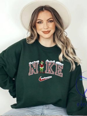 Cute Merry Christmas Frozen Nike Logo Santa Grinch Embroidered Sweatshirt T Shirt Hoodie Unique riracha 2