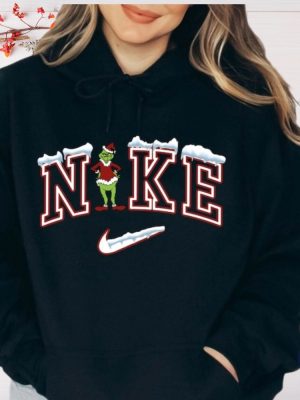 Cute Merry Christmas Frozen Nike Logo Santa Grinch Embroidered Sweatshirt T Shirt Hoodie Unique riracha 3