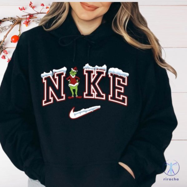 Cute Merry Christmas Frozen Nike Logo Santa Grinch Embroidered Sweatshirt T Shirt Hoodie Unique riracha 3