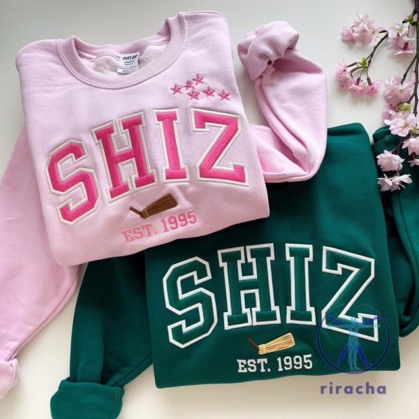 Wicked Shiz University Est Custom Year Embroidered Sweatshirt Hoodie T Shirt Wizard Shiz University Est 1995 Embroidered Shirt Wickeds Merch riracha 2