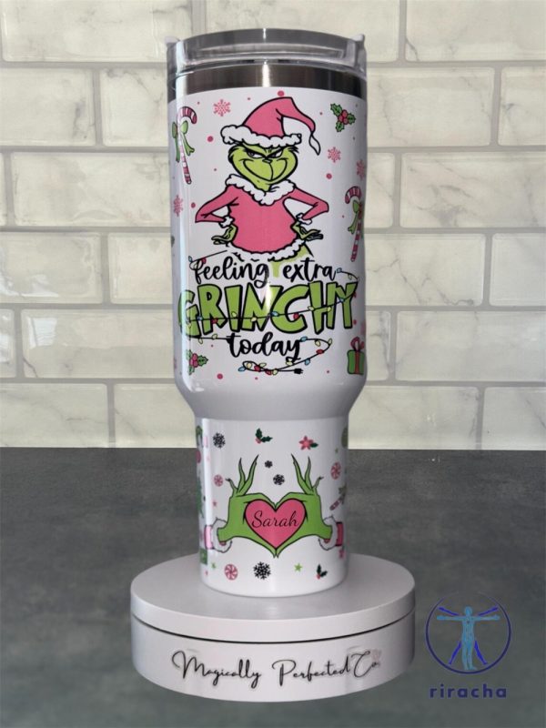 Christmas Grinch Feel Extra Grinchy Today 40Oz Tumbler Christmas Grinch Stanley Cup Gift Ideas For Wife Gift For Daughter Son Unique riracha 2