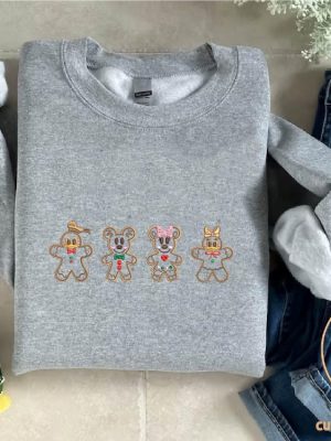 Mickey Mouse Christmas Shirt Disney Mickey Gingerbread Embroidered Sweatshirt Hoodie T Shirt Disney Mickey Minnie Gingerbread Tee Shirts riracha 2