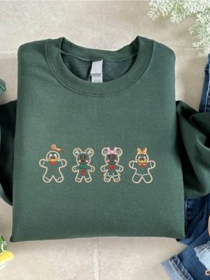 Mickey Mouse Christmas Shirt Disney Mickey Gingerbread Embroidered Sweatshirt Hoodie T Shirt Disney Mickey Minnie Gingerbread Tee Shirts riracha 3