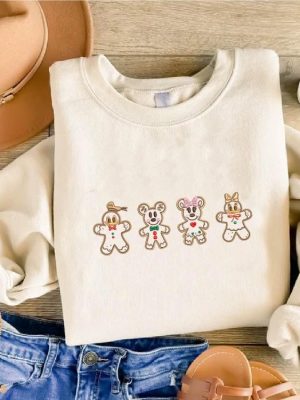 Mickey Mouse Christmas Shirt Disney Mickey Gingerbread Embroidered Sweatshirt Hoodie T Shirt Disney Mickey Minnie Gingerbread Tee Shirts riracha 4