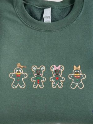 Mickey Mouse Christmas Shirt Disney Mickey Gingerbread Embroidered Sweatshirt Hoodie T Shirt Disney Mickey Minnie Gingerbread Tee Shirts riracha 5