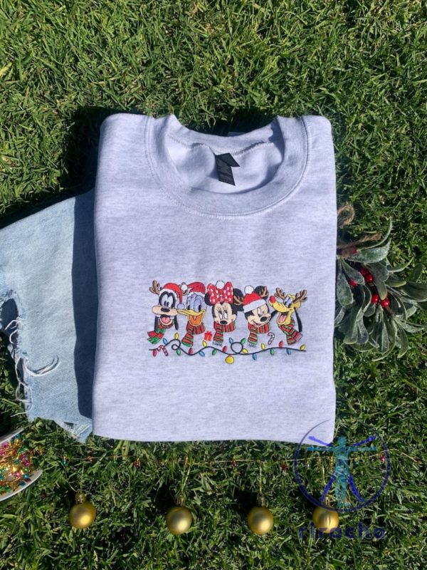 Disney Mickey Christmas Party Embroidered Crewneck Hoodie Sweatshirt T Shirt Christmas Gifts For Disney Fan Gift For Her Him Unique riracha 1