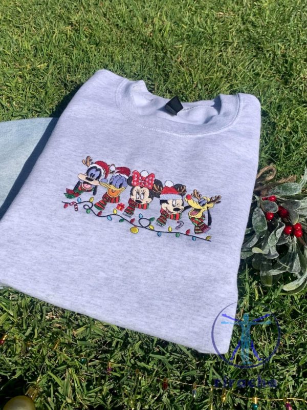 Disney Mickey Christmas Party Embroidered Crewneck Hoodie Sweatshirt T Shirt Christmas Gifts For Disney Fan Gift For Her Him Unique riracha 2