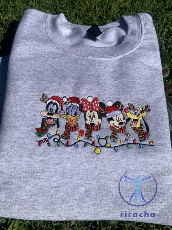 Disney Mickey Christmas Party Embroidered Crewneck Hoodie Sweatshirt T Shirt Christmas Gifts For Disney Fan Gift For Her Him Unique riracha 3