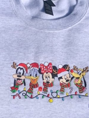 Disney Mickey Christmas Party Embroidered Crewneck Hoodie Sweatshirt T Shirt Christmas Gifts For Disney Fan Gift For Her Him Unique riracha 4