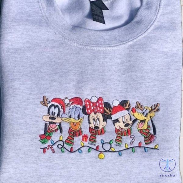 Disney Mickey Christmas Party Embroidered Crewneck Hoodie Sweatshirt T Shirt Christmas Gifts For Disney Fan Gift For Her Him Unique riracha 4