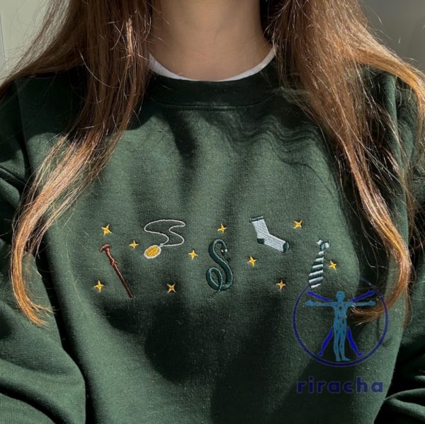 Harry Potter Slytherin Symbols Embroidered Sweatshirt Hoodie T Shirt Gift For Harry Potter Slytherin Fan Unique riracha 6