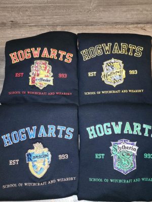 Harry Potter Hogwarts Houses Gryffindor Slytherin Ravenclaw Hufflepuff Custom Embroidered Sweatshirt Hoodie T Shirt Unique New riracha 6