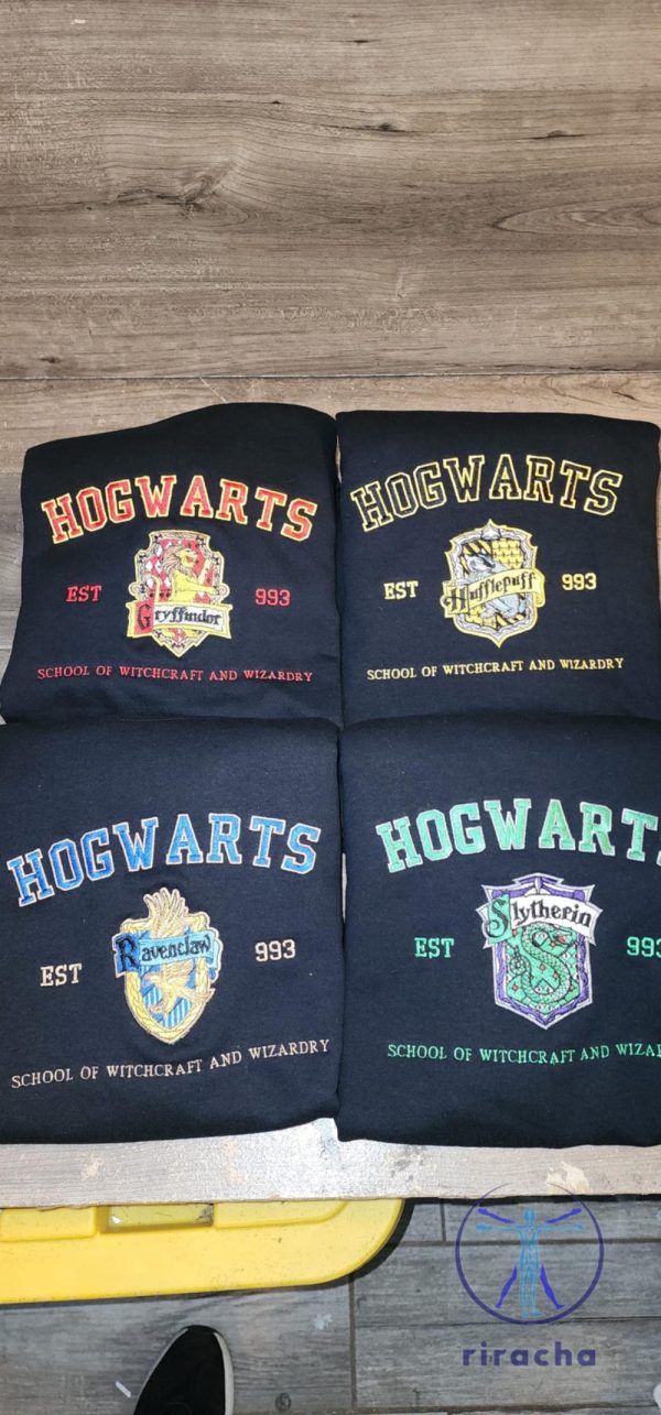 Harry Potter Hogwarts Houses Gryffindor Slytherin Ravenclaw Hufflepuff Custom Embroidered Sweatshirt Hoodie T Shirt Unique New riracha 6