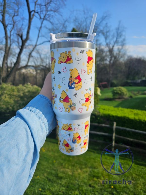 Winnie The Pooh 40Oz Stanley Dupe Cup Tumbler Cup Gift For Pooh Lover Gift For Mom Gift For Her New riracha 1