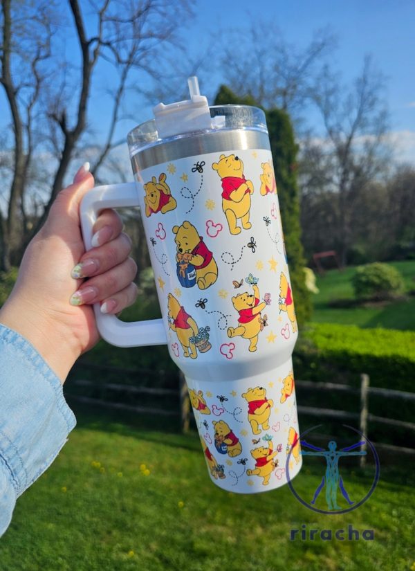 Winnie The Pooh 40Oz Stanley Dupe Cup Tumbler Cup Gift For Pooh Lover Gift For Mom Gift For Her New riracha 2