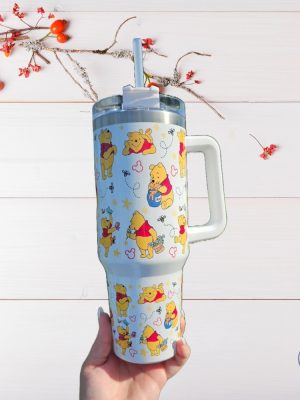 Winnie The Pooh 40Oz Stanley Dupe Cup Tumbler Cup Gift For Pooh Lover Gift For Mom Gift For Her New riracha 4