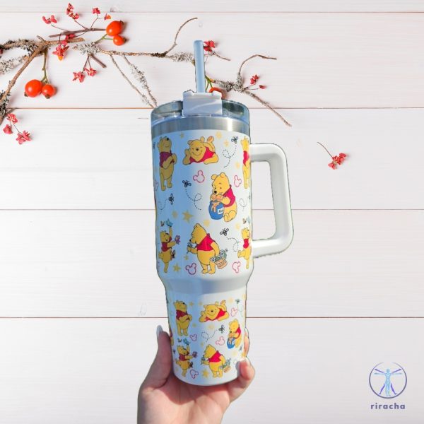 Winnie The Pooh 40Oz Stanley Dupe Cup Tumbler Cup Gift For Pooh Lover Gift For Mom Gift For Her New riracha 4