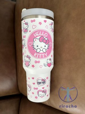 Hello Kitty 40 Oz Quencher Stainless Tumbler Stanley Cup Valentine Day Kawaii Hello Kitty Tumbler Christmas Gift Fan Men Women Son Daughter riracha 4