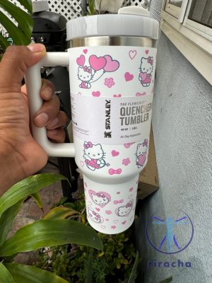 Hello Kitty 40 Oz Quencher Stainless Tumbler Stanley Cup Valentine Day Kawaii Hello Kitty Tumbler Christmas Gift Fan Men Women Son Daughter riracha 5