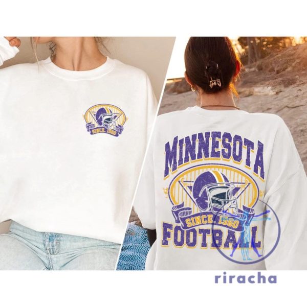 Minnesota Vikings Football Sweatshirt Hoodie Sweatshirt Graphic Tee Gift For Football Fan Retro Style 90S Vintage Unisex Crewneck Tee Gifts riracha 2