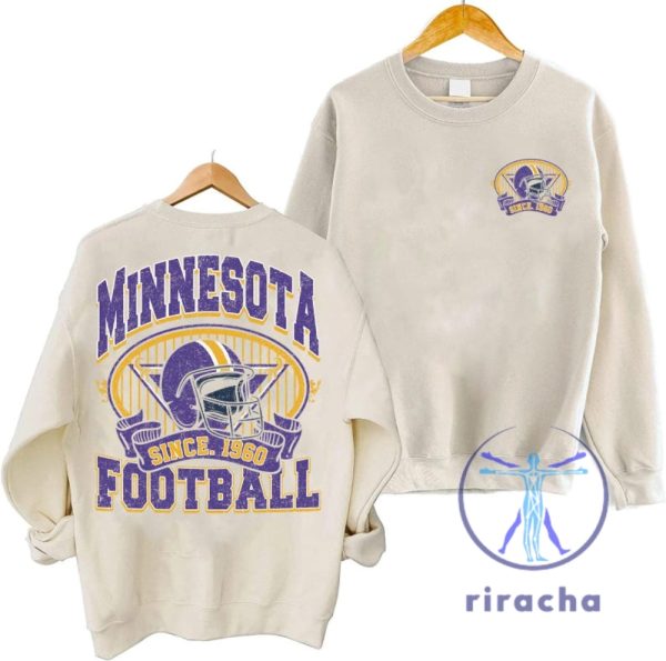 Minnesota Vikings Football Sweatshirt Hoodie Sweatshirt Graphic Tee Gift For Football Fan Retro Style 90S Vintage Unisex Crewneck Tee Gifts riracha 3