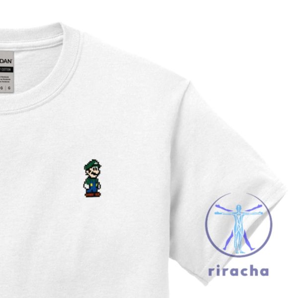 Pixel Luigi Super Mario Embroidered Shirt Hoodie Sweatshirt Gifts For Daughters Son Men Women Tee Christmas Gifts Unique riracha 1