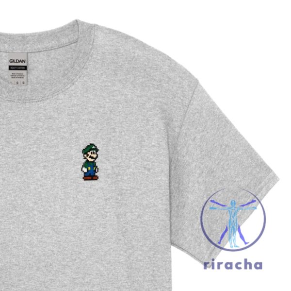 Pixel Luigi Super Mario Embroidered Shirt Hoodie Sweatshirt Gifts For Daughters Son Men Women Tee Christmas Gifts Unique riracha 3