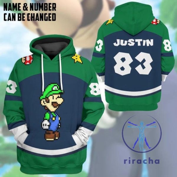 Luigi Super Mario Cosplay Costume 3D All Over Printed Hoodie T Shirt Sweatshirt Zip Hoodie Personalized Custom Name Numbers Xmas Gifts Unique riracha 1