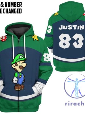 Luigi Super Mario Cosplay Costume 3D All Over Printed Hoodie T Shirt Sweatshirt Zip Hoodie Personalized Custom Name Numbers Xmas Gifts Unique riracha 2