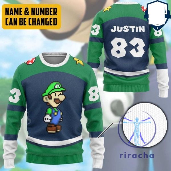 Luigi Super Mario Cosplay Costume 3D All Over Printed Hoodie T Shirt Sweatshirt Zip Hoodie Personalized Custom Name Numbers Xmas Gifts Unique riracha 3