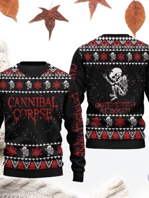 Cannibal Corpse Ugly Christmas Sweater Metal Band Holiday Sweater With Butchered At Birth Tee Gifts For Fan Men Women Gifts Unique riracha 2