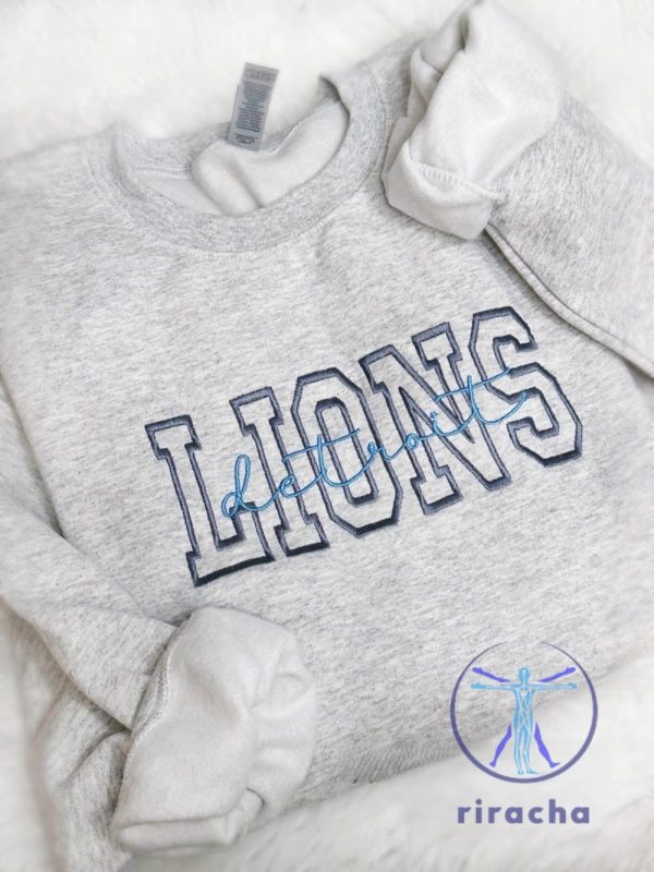 Detroit Lions Embroidered Sweatshirt Crewneck T Shirt Hoodie Football Embroidery Sweatshirts Gifts For Fan Men Women Tee Shirts Unique riracha 1