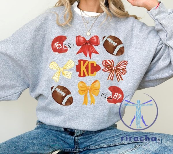 Kansas City Chiefs Football Sweatshirt Hoodie Tshirt Gift For Fan Mens Womens Ribbon Bow Sweater Pullover Hoodies Birthday Tee Shirts Near Me riracha 1 4