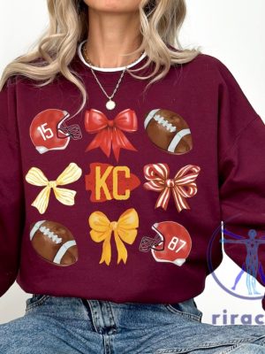 Kansas City Chiefs Football Sweatshirt Hoodie Tshirt Gift For Fan Mens Womens Ribbon Bow Sweater Pullover Hoodies Birthday Tee Shirts Near Me riracha 1 5