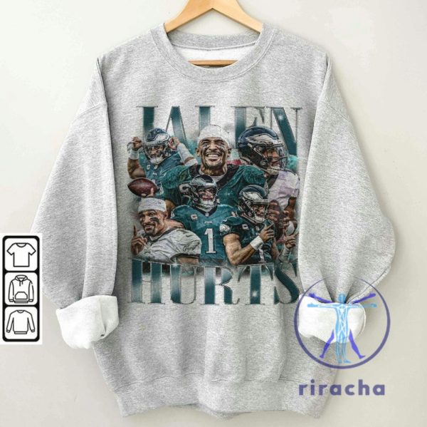 Jalen Hurts Vintage Tshirt Hoodie Sweatshirt Philadelphia Eagles Saquon Barkley Football 90S Bootleg Inspired Gift Fan Unisex Shirts Hoodies riracha 1