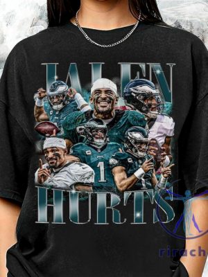 Jalen Hurts Vintage Tshirt Hoodie Sweatshirt Philadelphia Eagles Saquon Barkley Football 90S Bootleg Inspired Gift Fan Unisex Shirts Hoodies riracha 1 2