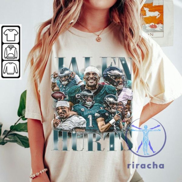 Jalen Hurts Vintage Tshirt Hoodie Sweatshirt Philadelphia Eagles Saquon Barkley Football 90S Bootleg Inspired Gift Fan Unisex Shirts Hoodies riracha 1 3