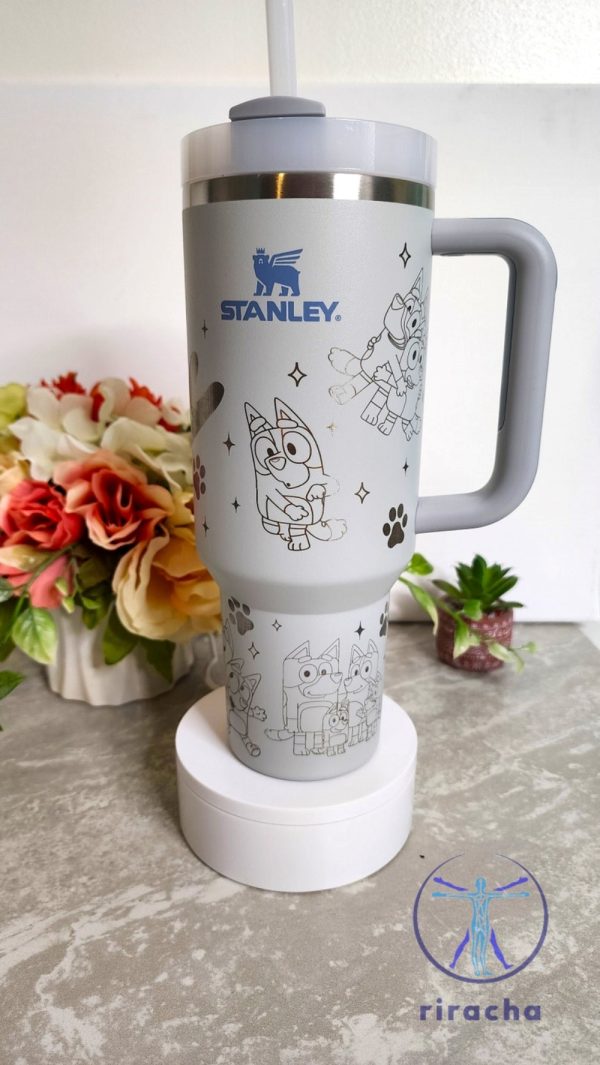 Disney Bluey Dog Cartoon Stanley Cup 40Oz Tumbler Gift For Her Gift For Him Valentines Day Gifts Unique riracha 1